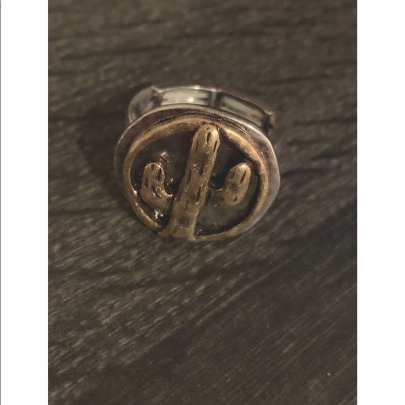 GOLD AND SILVER STRETCH CACTUS RING - Picture 2 of 4